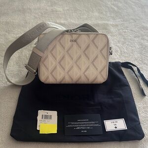 Dior Light Beige Jacquard Crossbody with Silver Hardware